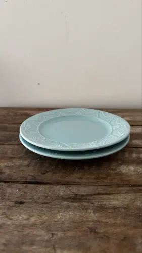 2 PRATOS DE SOBREMESA CERÂMICA AZUL OXFORD