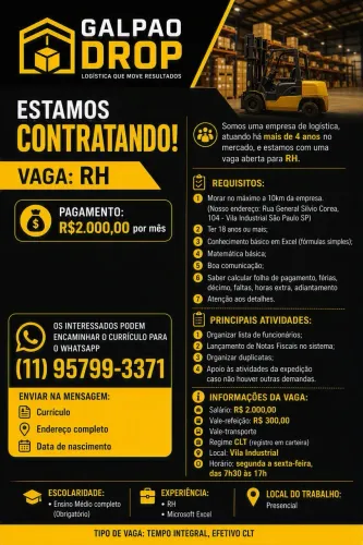 Vaga: Assistente de Recursos Humanos (RH)