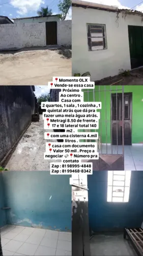 Olx casa pra vender . Imóvel com documento e etc. Valor. 35mil