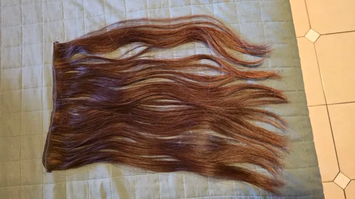 Mega Hair Humano Castanho Médio de 50 cm com Fita Adesiva Liso Natural
