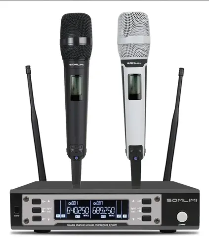 MICROFONE SEM FIO SOMLIMI EW135G4 COM 2 BASTÕES 