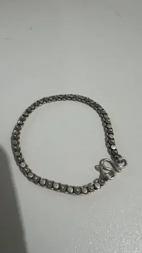 Pulseira Indiana Bali Pikun Em Prata 925 Envelhecida 1 Fio