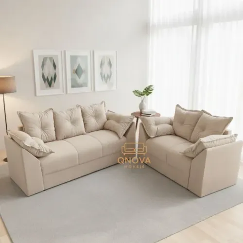 SOFÁ 2 E 3 LUGARES MODELO ALMOFADÃO  - FABRICANTE 