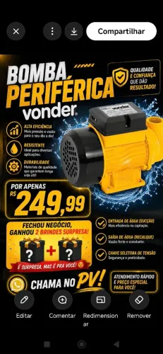 Bomba d'água Wonder- 4 brindes Oportunidade!