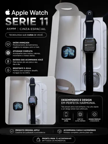 ? Apple Watch Series 11 - 46mm | Cinza Espacial | Estado de Novo