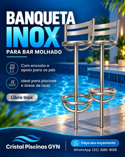 Banco p/ piscina c/ apoio de pés completo e encosto