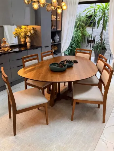 Mesa de Jantar Thalia orgânica com 6 cadeiras 