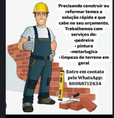 Trabalho como;bombeiro hidráulico,metalúrgico,pedreiro . Faça já seu orçamento grátis 