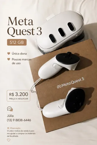 Meta Quest 3 512GB - Estado de Novo | Única Dona