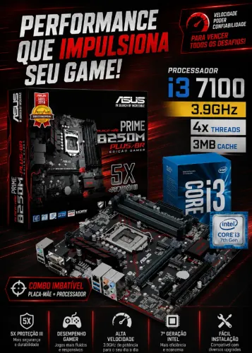 Kit I3 7100 placa mãe Asus B250M-Plus Usados funcionando