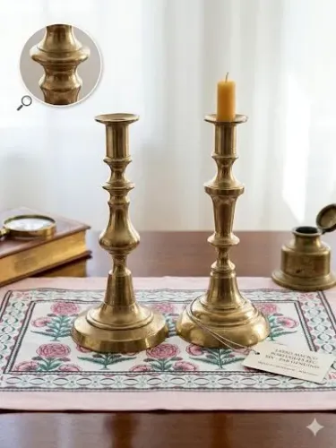 Par de Castiçais Vintage em Latão Maciço Polido - Elegância Clássica