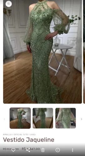 Vestido de festa em pedrarias.