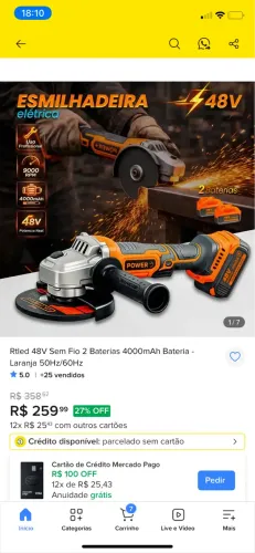 Esmerilhadeira nova (sem bateria)