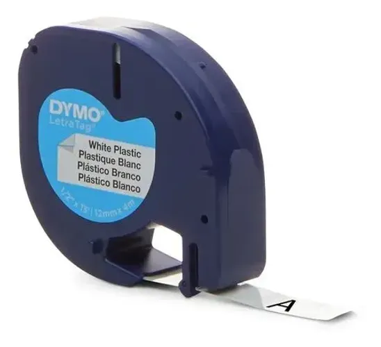Refil de fita plástica branca da DYMO - rotulador de linha LetraTag 12mm x 4m Modelo 91331