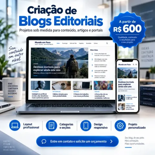 Criação de Blogs Editoriais Sob Medida e Portais de Conteúdo