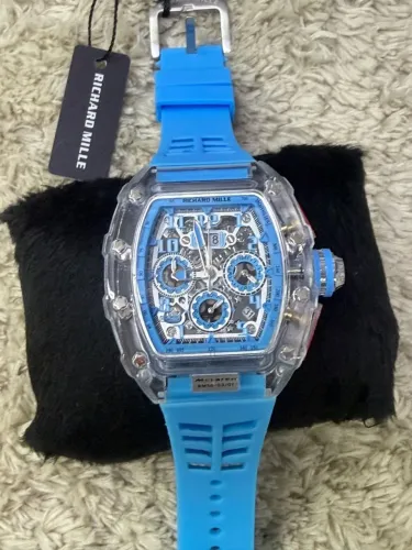 Relógio Estilo Richard Mille - Transparente/Amarelo (Novo)