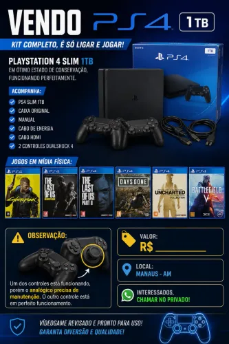 Vendo PS4 (SEMINOVO)