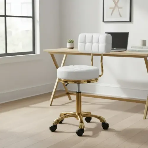 MOCHO ESTOFADO BRANCO COM BASE DOURADA