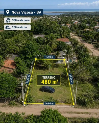 TERRENO EM NOVA VIÇOSA BA , FICA PERTO DA PRAIA E DO RIO.