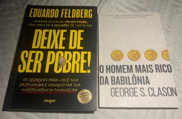 Livros "Deixe de ser pobre" e "O homem mais rico da Babilônia"
