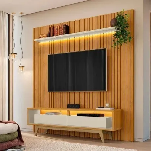 Painel Ripado com Led + Rack Bancada com Led  R$ 3.100,00