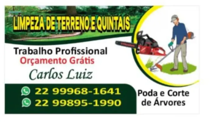 Limpeza de terrenos e quintais e corte de árvore e faço serca  