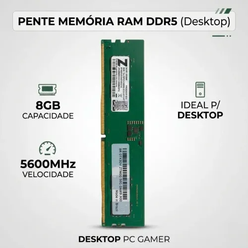 Memória RAM DDR5 8GB 5600MHz - Desktop PC Gamer