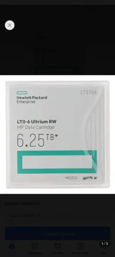 Fita HPE HP LTO-6 Ultrium C7976A 2,5TB / 6,25TB RW - Novas