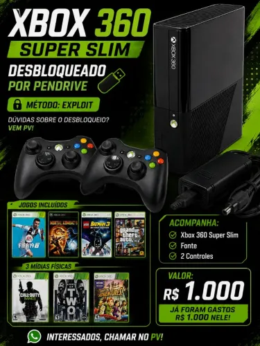 XBOX 360 super slim(imagem ilustrativa)