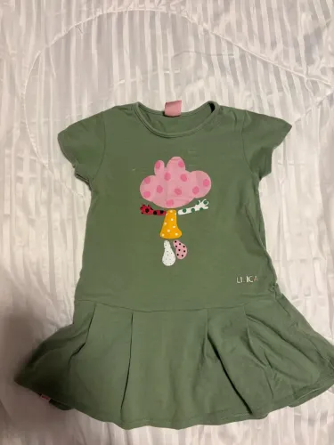 estido Infantil Lilica Ripilica Verde Militar Saia Pregueada