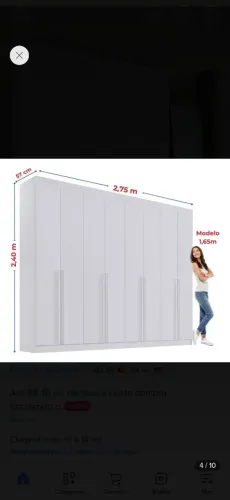 Guarda-roupa Casal MDF 8 Portas Branco Império D'Doro Moderno