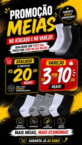 PROMOÇÃO DE MEIAS NO ATACADO E NO VAREJO 