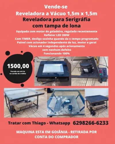 REVELADORA PARA SERIGRAFIA A VACUO 1,5X1,5