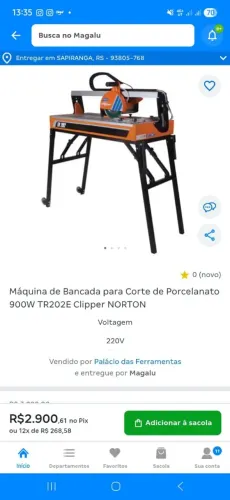 Máquina corte porcelanato e cerâmica