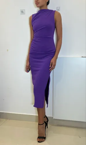 Vestido midi drapeado P