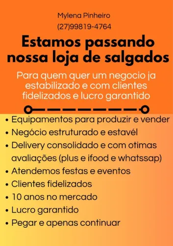 Passo loja e fábrica de salgados