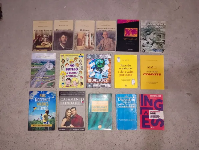 Livros conservados: Romance, Contos, Segurança do Trabalho, Inglês e muito mais
