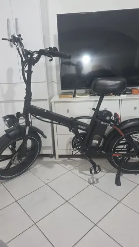 Bicicleta elétrica ouxi v9, 1000w, dobrável, nf, menos de 35km rodado