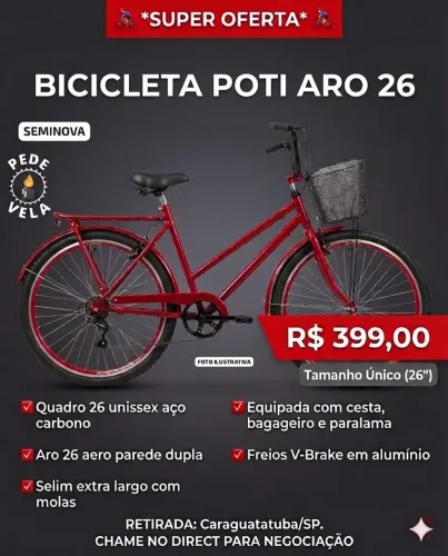 BICICLETA POTI ARO 26 CALOI PRAIA CECI