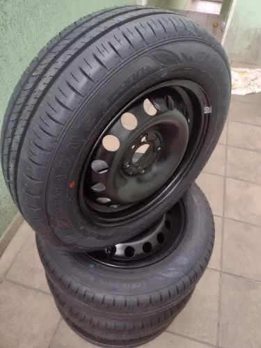 Jogo de Pneus ORIGINAIS DUNLOP 175/65 R14 Com Rodas FIAT 4X98 "TUDO NOVO SEM USO".