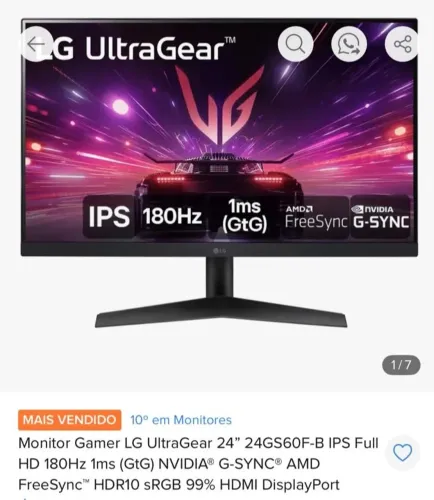 Monitor de computador game 24 polegadas 