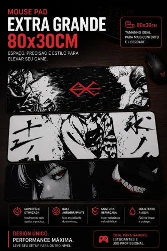 Mouse Pad Gamer Extra Grande 80x30cm - Várias Estampas
