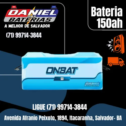 Bateria 150 amperes de som e caminhão Marca Onbat. Segunda linha da Pioneiro