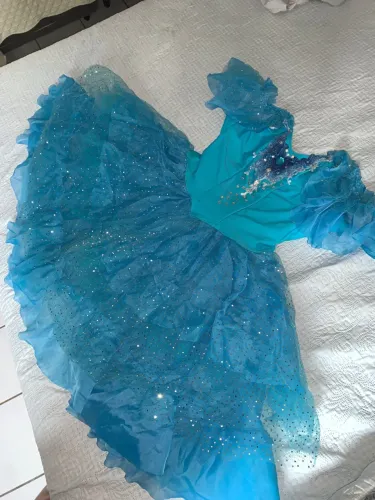 Figurino azul brilhoso ballet P/M