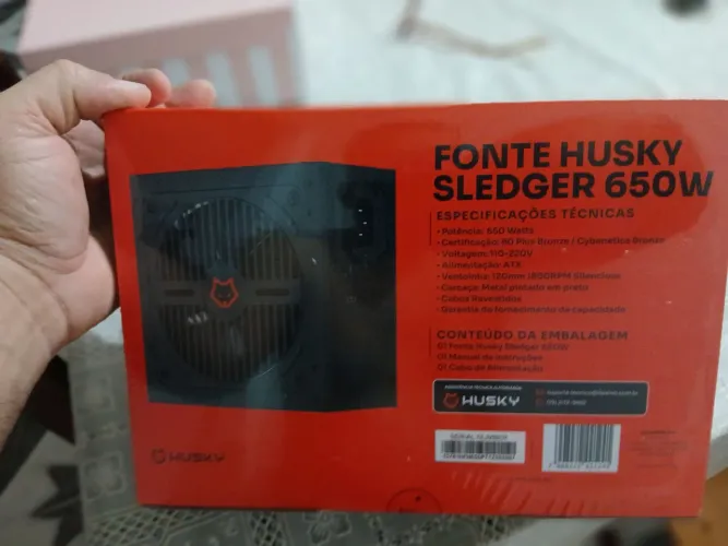 Fonte Husky sledger 650w 80 plus, voltagem 110-220 volts