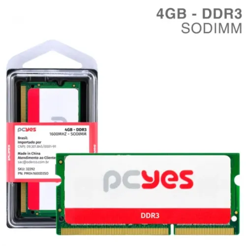 Memória Notebook 4gb Ddr3 1600mhz Pcyes Sodimm *ENTREGA GRÁTIS*