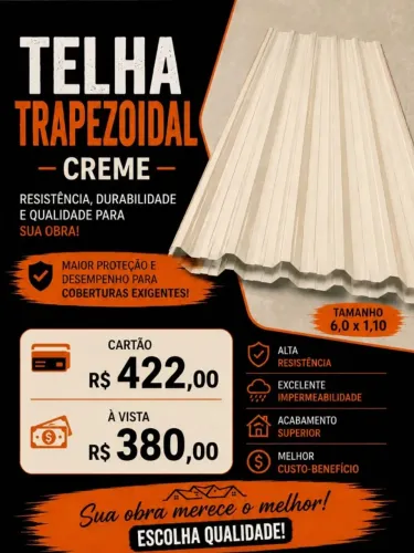 telha trapezoidal creme 6x1,10