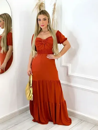 Combo 5 Vestidos Longos Suede Atacado (Pode escolher)
