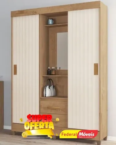 Guarda Roupa Solteiro 2 Portas de Correr 2 Gavetas Super Lindo Fazemos Entrega