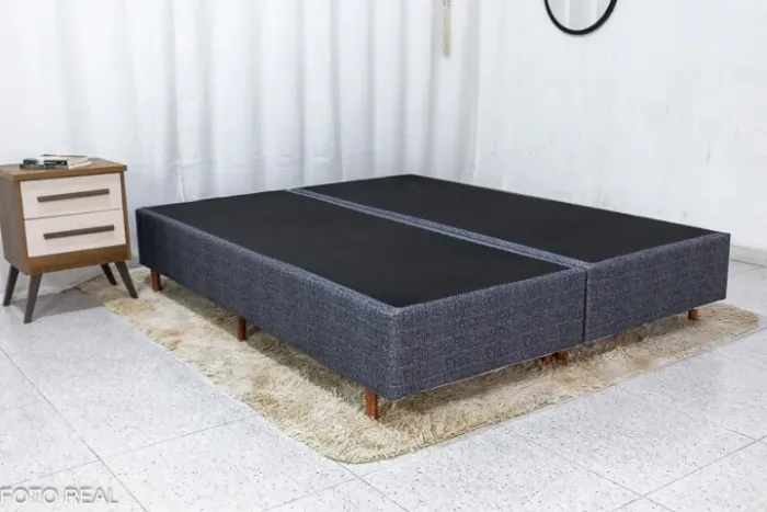 Base Box Queen Madrid Euro Cinza 158x198x37 Frete Grátis - Até 12x
